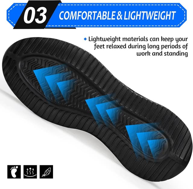 Detalle 2 de LAoutun Safety Trainers steel toe cap work shoes for men (dark black)