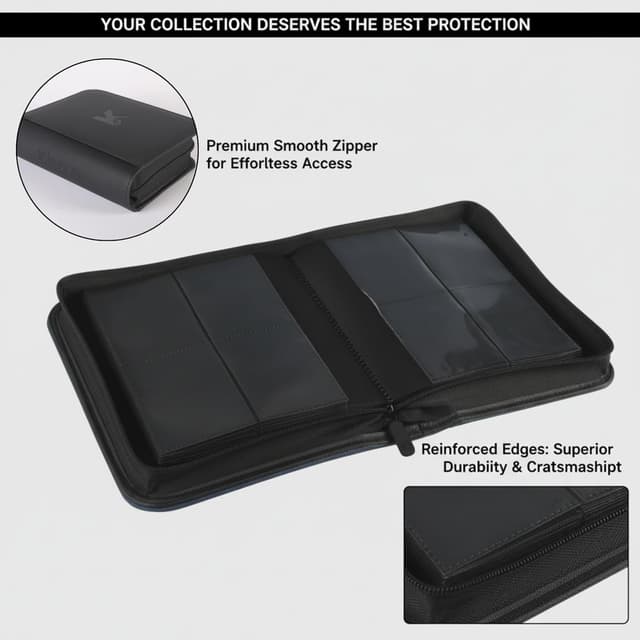 Detalle de KUOOKING 336 Card Binder (4-Pocket Zipper Binder) for MTG, TCG & Sports Cards