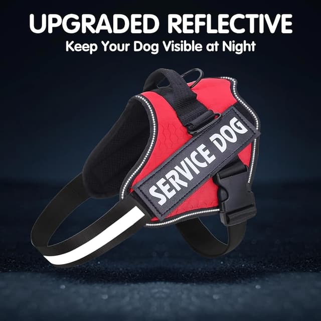 Detalle 2 de Belababy Soft No Pull Dog Harness Medium (Red) – Adjustable Assistance Service Dog Vest with Safety Buckle