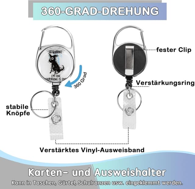 Detalle de Ausweishülle mit Band – ID Badge Holder Breakaway Lanyard mit ausziehbarer Badge-Reel und abnehmbaren Clips