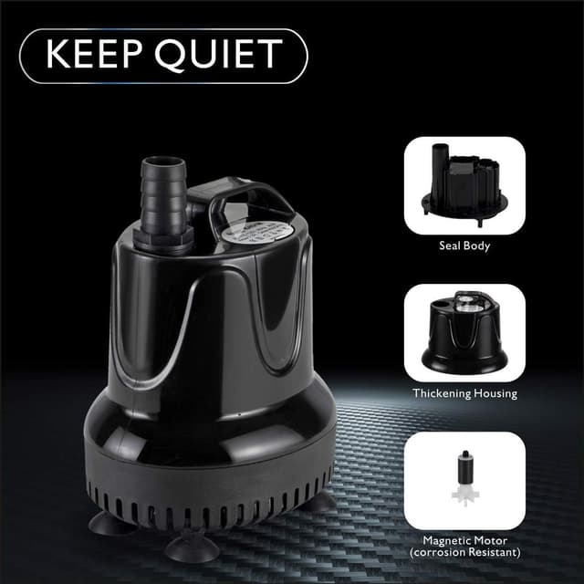 Detalle de Hygger Submersible Water Pump 4000L/H (90W) – ultra-quiet fountain & aquarium pump with dry-burn protection