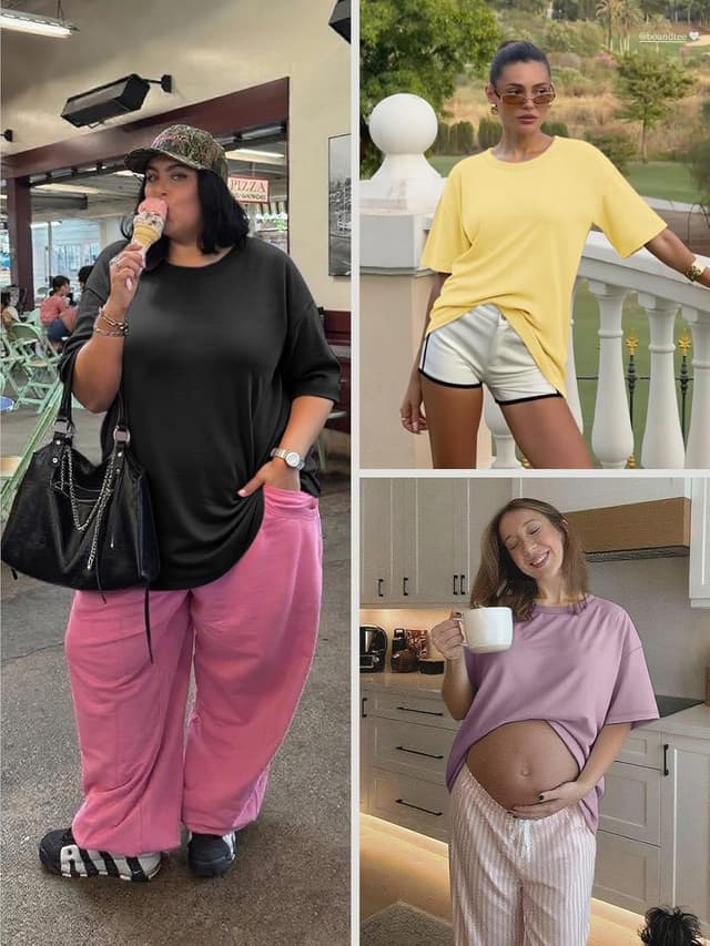 Detalle de ATHMILE Women’s Oversized T-Shirts (Casual Tee for Gym, Workouts & Summer Outfits)