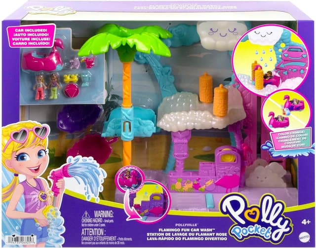 Detalle de Polly Pocket Pollyville Flamingo Car Wash 🚗🦩 Playset