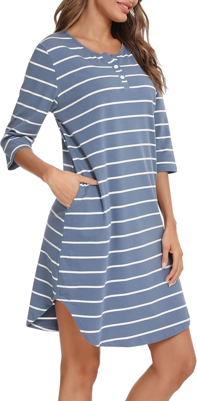 Detalle 2 de Vlazom Nachthemd mit V-Ausschnitt S-XXL