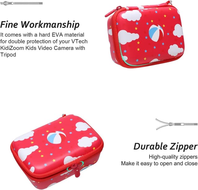 Detalle 2 de XANAD Kinderkamera Tasche für VTech Kidizoom Print Cam/Kidizoom Video Studio HD (rot)