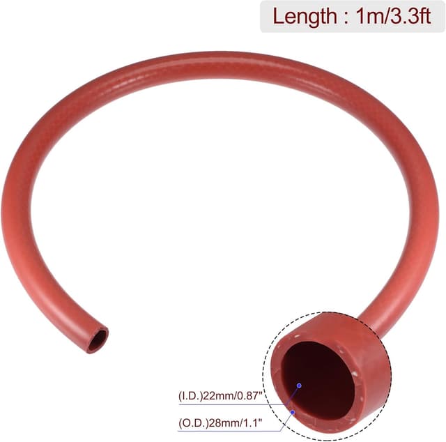 Detalle de TA-VIGOR Silicone Vacuum Tubing Heater Hose, 22mm ID x 28mm OD, 1m Red