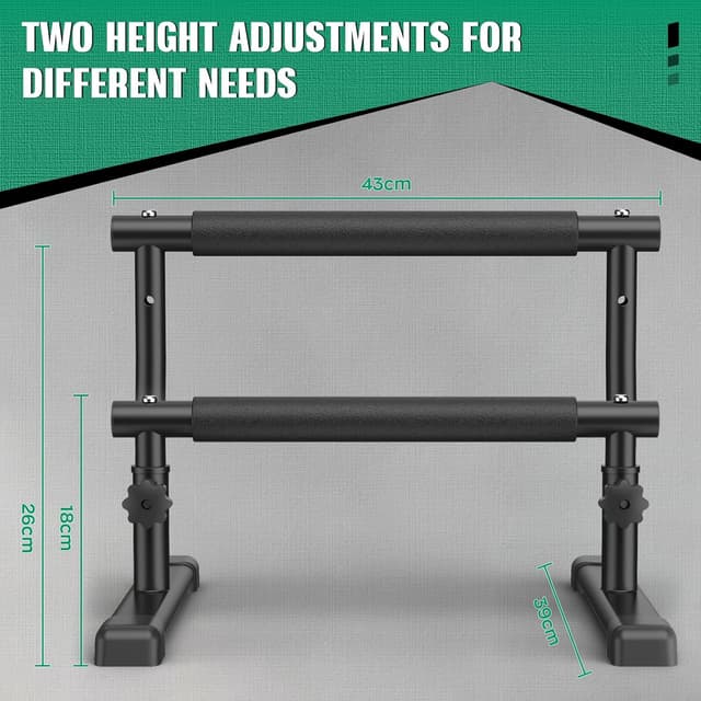 Detalle de IMAYCC Parallettes calisthénics 2 en 1 réglables (barres de dips/push-up) antidérapantes