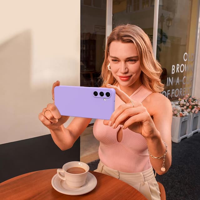 Detalle de THIYUFUNS Hülle für Samsung Galaxy A16 5G/4G (6,7") – TPU Case mit 2 Schutzfolien & Silikon-Handseil, lila