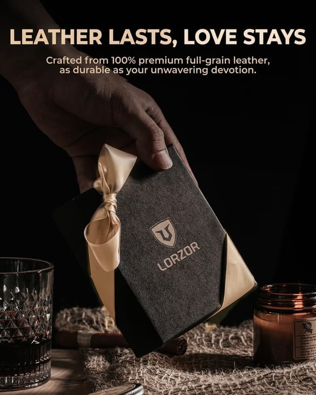 Thumbnail 6 de LORZOR Magnetic Closure Card Holder with XXL Coin Pocket – Slim Genuine Leather RFID Wallet (10 cards)