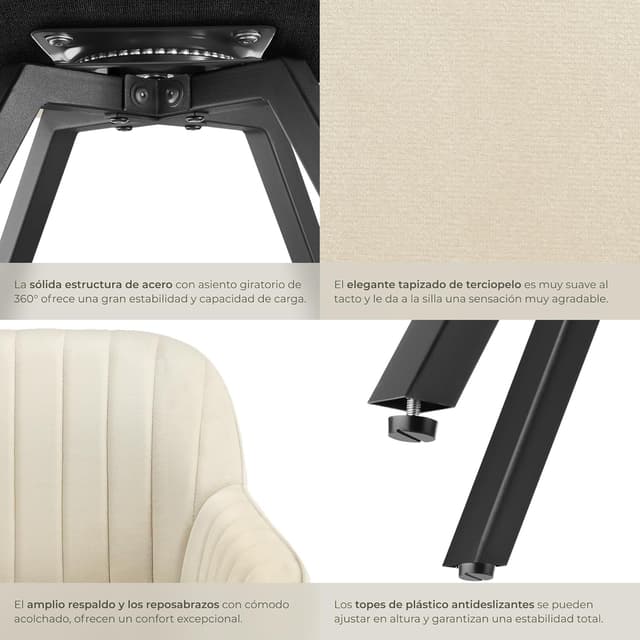 Thumbnail 6 de tectake Sillas de Comedor Crema