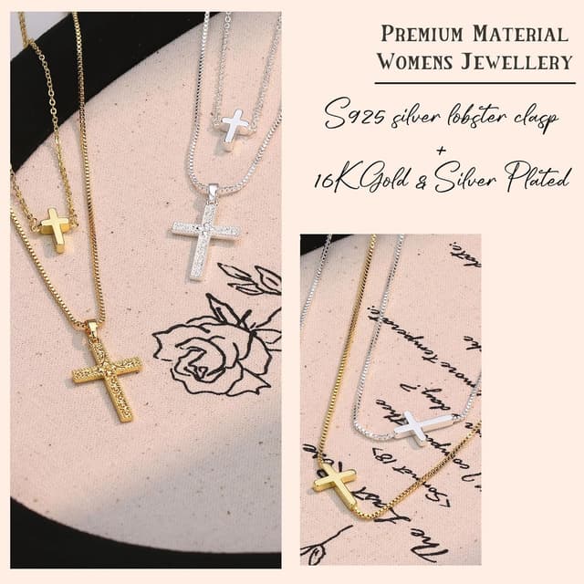 Thumbnail 3 de BodyBonita Kreuzkette Damen 16 Zoll