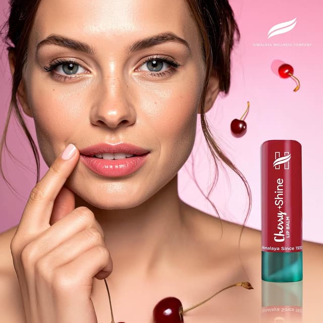 Detalle de Himalaya Cherry Shine Lippenbalsam mit Kirschkernöl & Vitamin E – natürlich glänzender Schutz für die Lippen