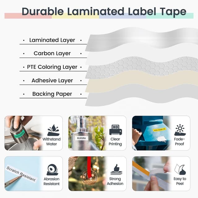 Detalle 1 de Markurlife 12 mm TZe-Schriftband für Brother PTouch