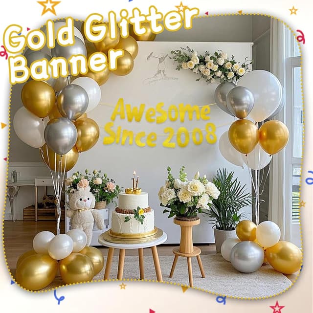 Thumbnail 2 de Lanstorm 18th Birthday Banner Gold Glitter