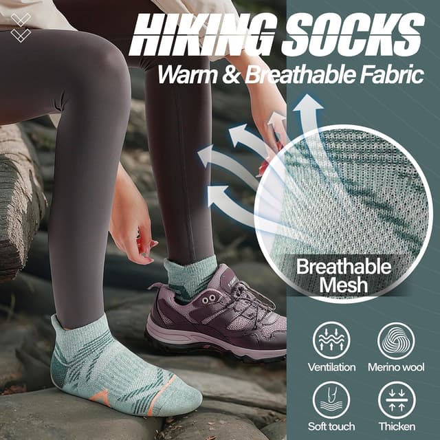 Thumbnail 6 de ANTSANG Merino Wool Ankle Hiking Socks 6 pairs
