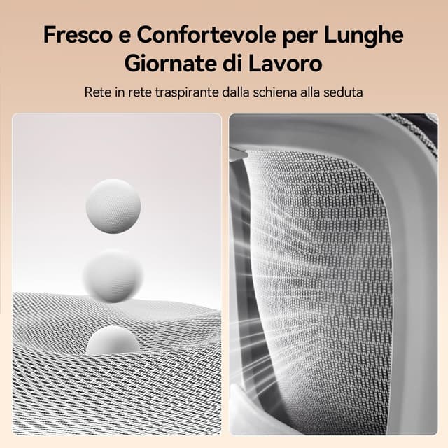 Thumbnail 6 de SIHOO B100 sedia ergonomica da ufficio con supporto lombare dinamico, poggiatesta e reclinazione 90–135° (bianca, senza poggiapiedi)