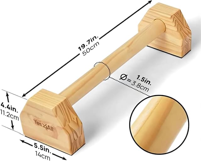 Detalle 2 de Yes4All parallele calisthenics in legno/acciaio per dip e push-up