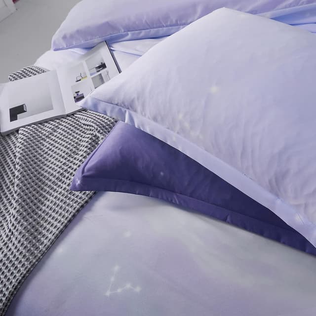 Detalle 2 de DJY Purple Bedding Set Lavender Gradient Duvet Cover & Rainbow Quilt Cover for Kids, Teens & Adults (Single 135x200cm)