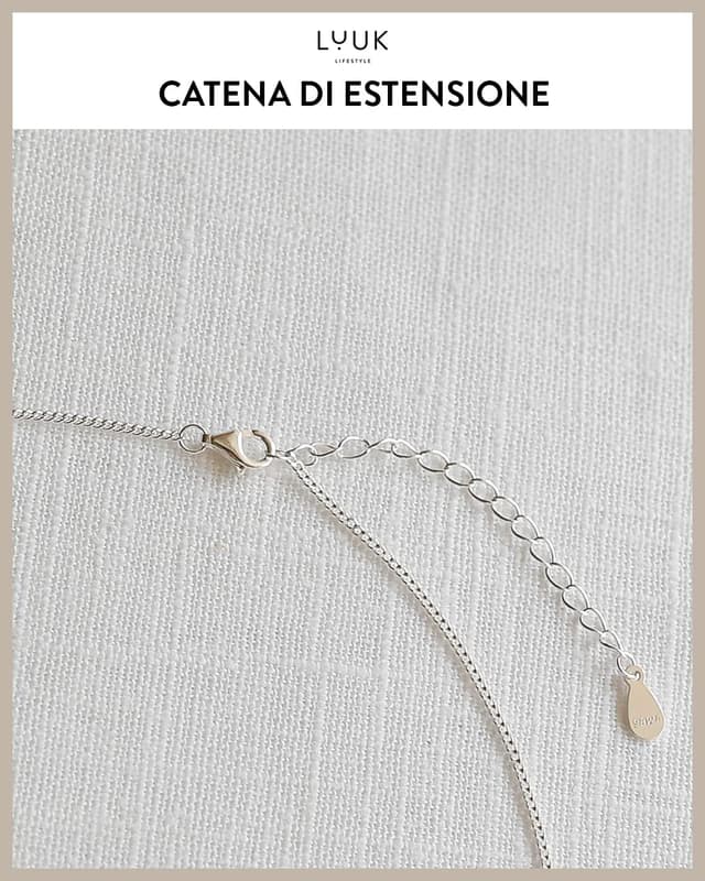 Thumbnail 6 de LUUK LIFESTYLE collana in argento sterling 925 con ciondolo quadrifoglio e cartolina Happiness (50 cm)
