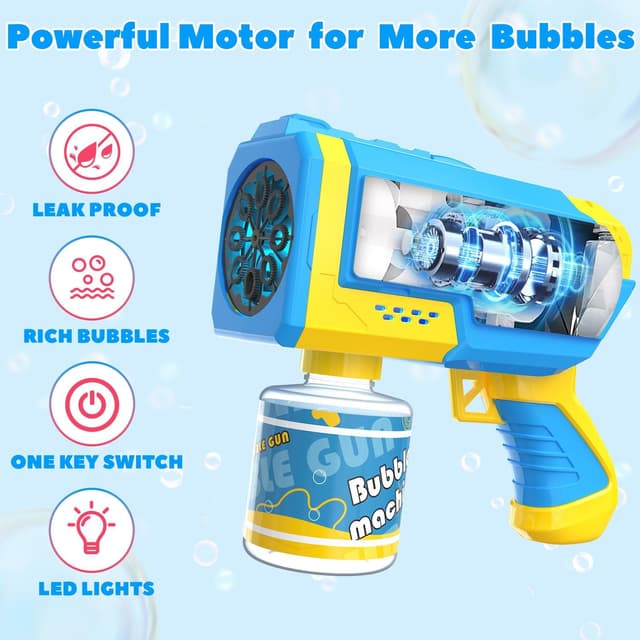 Thumbnail 6 de EagleStone 2 Pack Bubble Guns for Kids – automatic bubble blaster with LED lights (ages 3–8)