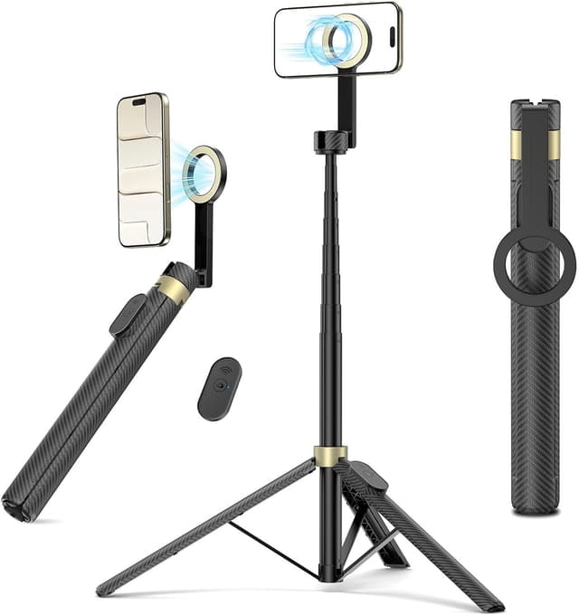 Detalle de Vimose 65" Magnetic Tripod for iPhone with Remote (MagSafe-compatible selfie stick tripod)