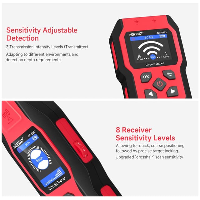Detalle 2 de NOYAFA NF-8301 Rilevatore di circuiti e cercacavi con multimetro digitale (sensibilità 8 livelli)