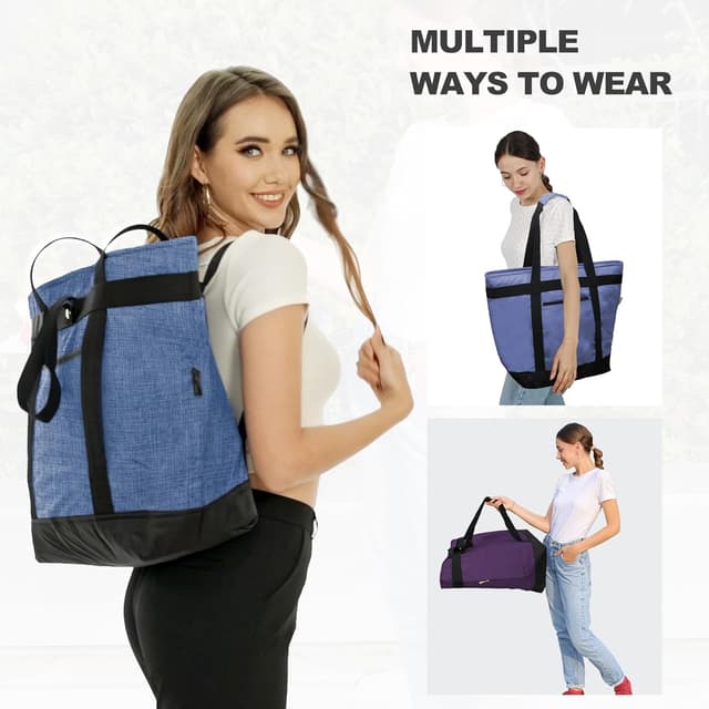 Detalle 2 de BeeGreen Soft Insulated Cooler Bag Tote (Navy) for Beach, Grocery, and Lunch Travel