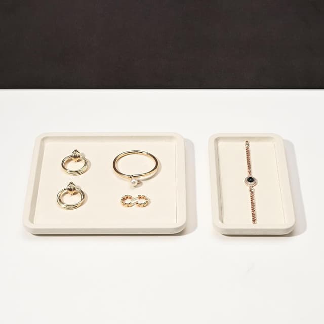 Thumbnail 4 de Papten Bandeja de microfibra para joyas, apilable, beige