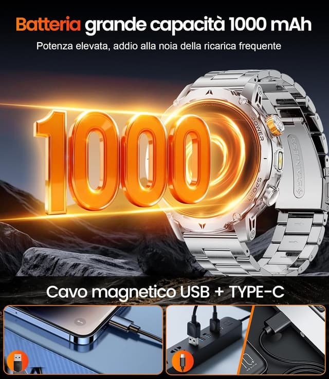 Detalle de SUNKTA smartwatch intelligente militare da uomo con batteria 1000 mAh e schermo 1,7" HD