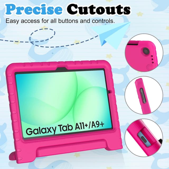 Thumbnail 6 de TOPWANT Kids Case with Built-in Screen Protector for Samsung Galaxy Tab A11+ / A9+ (11-inch, 2023/2025) – Shockproof Stand Case, Rose Pink
