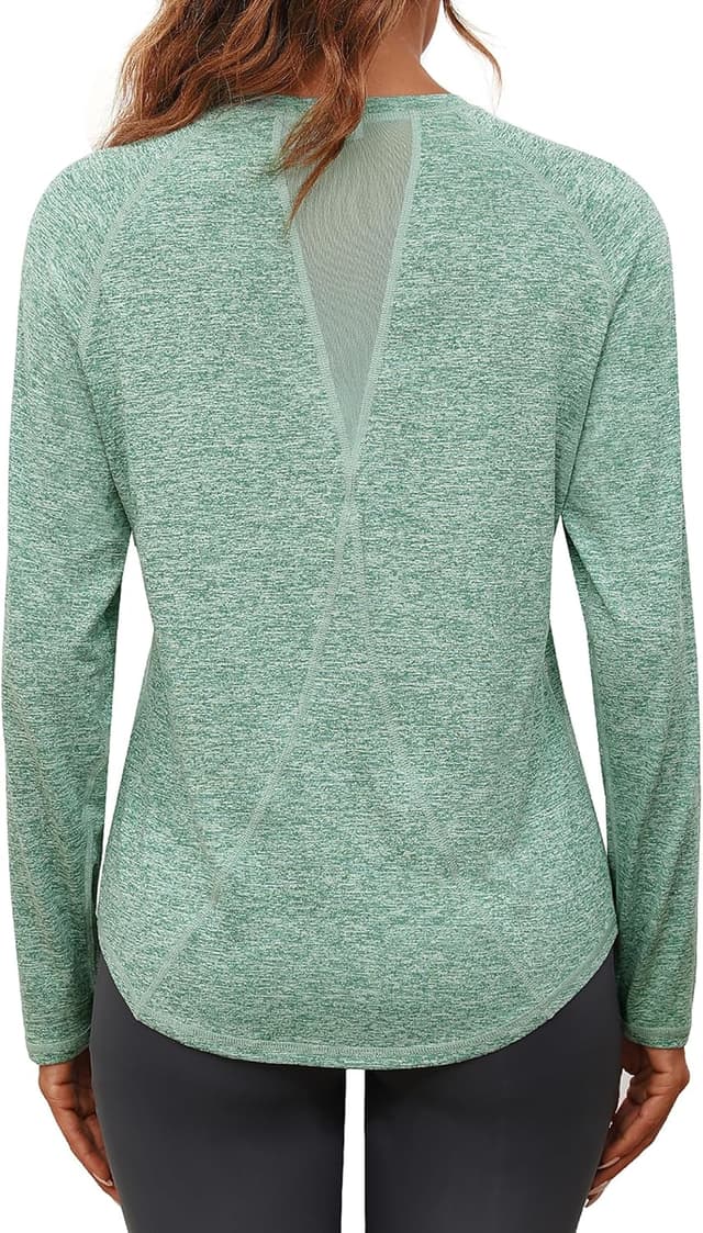 Detalle de Gyabnw Sport Langarmshirt Damen mit Funktionsstoff und Mesh am Rücken