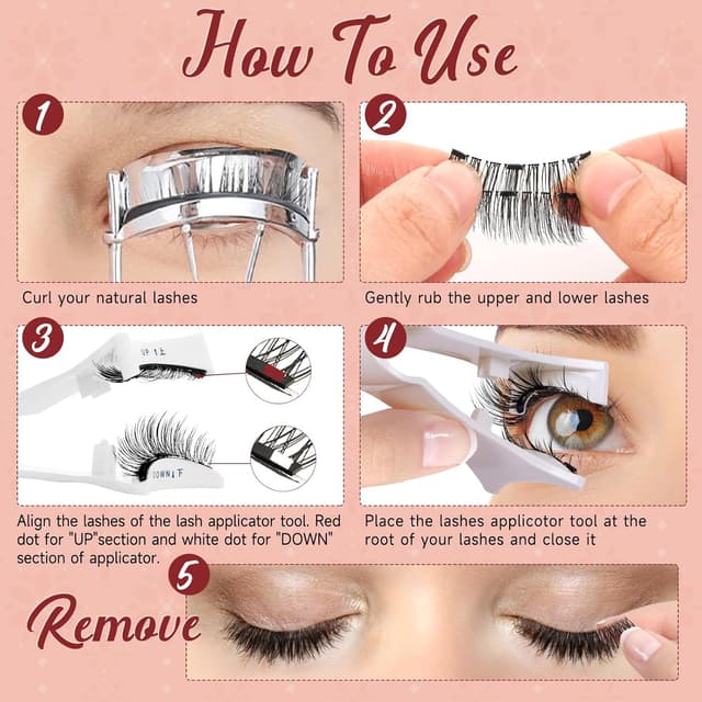 Detalle de Higu clace Magnetic Eyelashes (A06) with Applicator — Soft Magnetic Lashes for a Natural Look