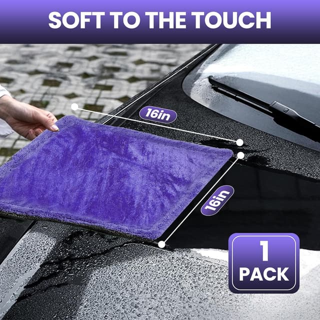 Detalle de 2er-Set Mikrofaser-Handtücher fürs Auto (1200 GSM) 90x60 cm & 40x40 cm – Grauviolett