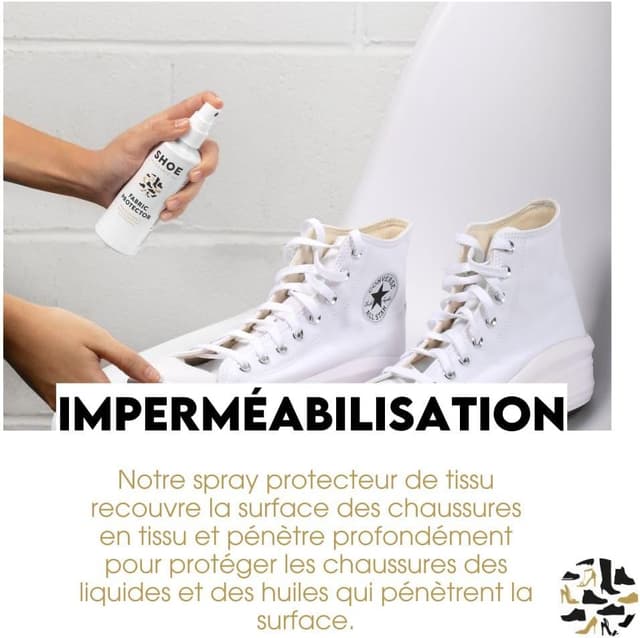 Detalle 2 de Shoe Clinic nettoyant et protecteur de tissu : spray pour bottes, baskets et chaussures textiles