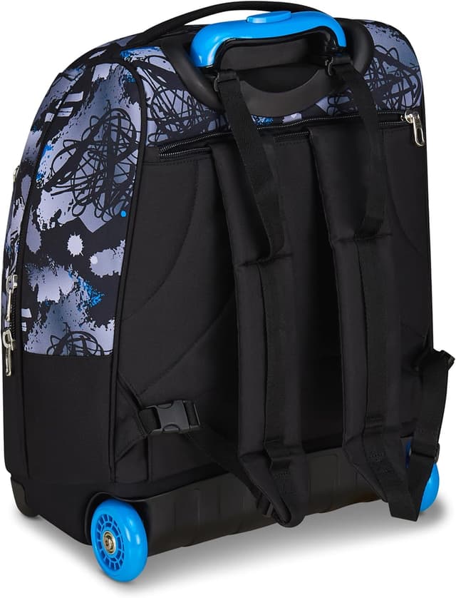 Detalle 1 de Seven Schulranzen mit Trolley-Funktion: Rucksack mit Rollen, zum Ziehen, ab 1. Klasse (blau-schwarz)