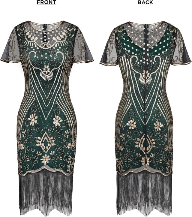 Detalle 2 de SWEETV Gatsby Kleid Damen 20er Jahre