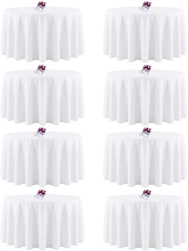 Detalle de CKIKU 8-Pack 90-Inch White Round Tablecloths (Washable Polyester)
