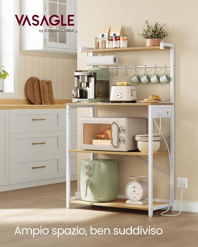 Thumbnail 1 de VASAGLE Scaffale da Cucina con Multipresa 40 x 80 x 140 cm