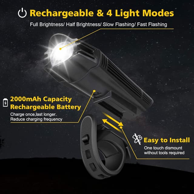 Detalle 2 de Defurhome Super Bright Bike Light Set 2000mAh