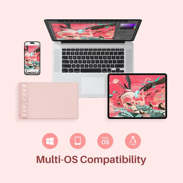 Thumbnail 6 de HUION Inspiroy 2 S graphics tablet with PW110 battery-free pen, 8192 levels, 6 shortcut keys and scroller (Pink)