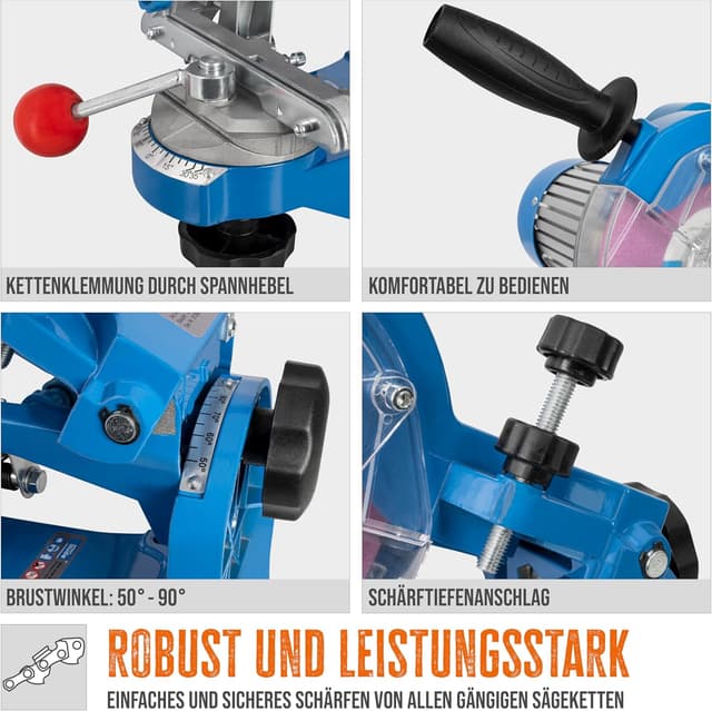 Detalle de Güde Affûteuse d’affûtage de chaîne pour tronçonneuse avec 2 pinces de rechange