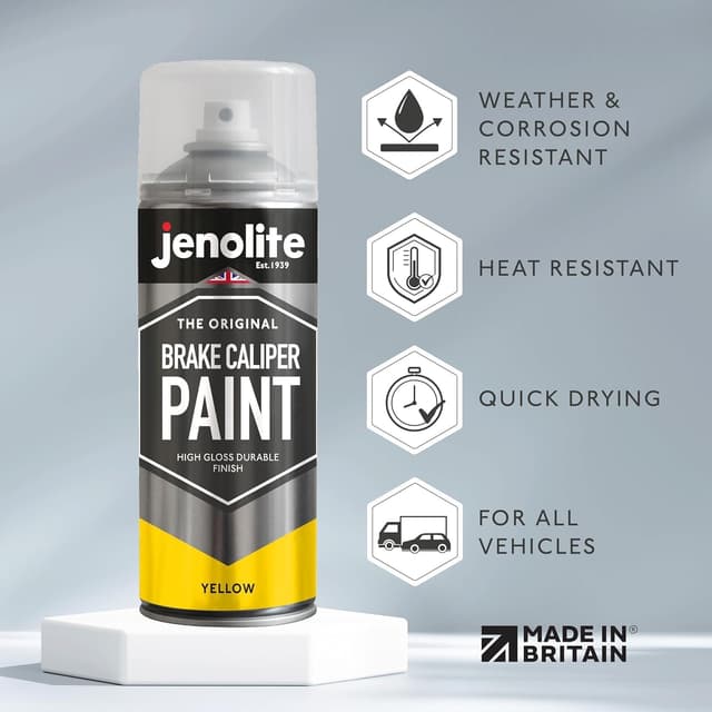 Detalle de JENOLITE Bremssattellack Gelb (Bremssattelfarbe) – hitzefester Thermolack bis 300°C, 400 ml