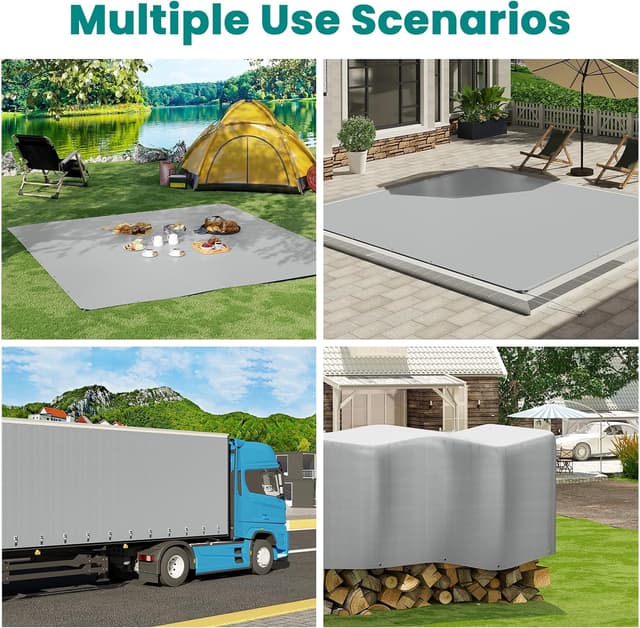 Thumbnail 6 de WOLTU Telone occhiellato idrorepellente 1,5x2 m in PE 280 g/m² (grigio+nero)