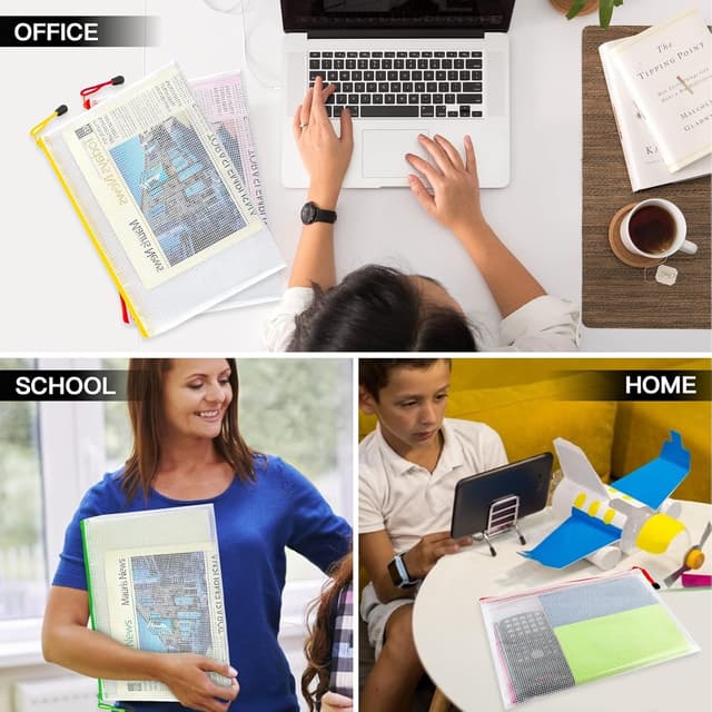 Detalle de Umriox A5 Plastic Zip Folders (24 Pack) mesh zipper pouches for documents & travel storage