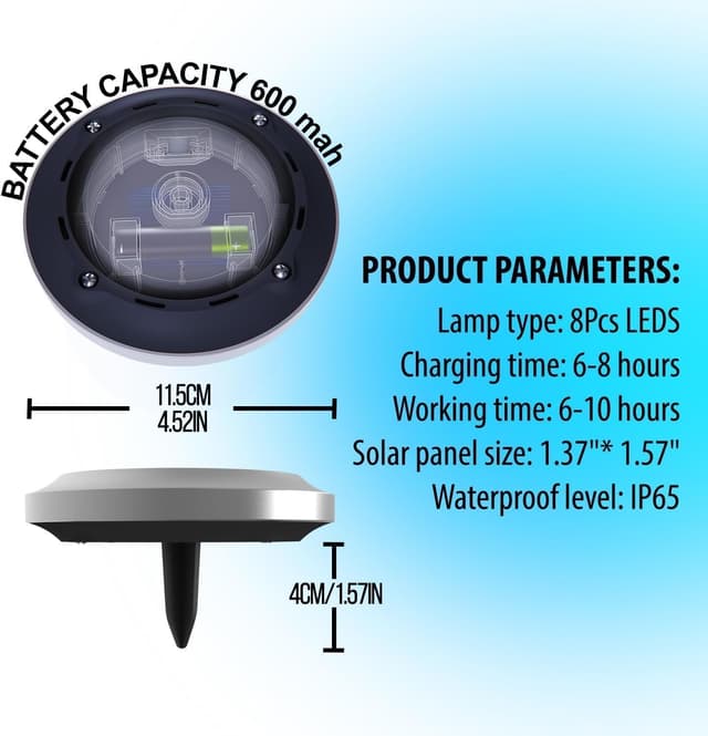 Thumbnail 1 de ZFITEI 12 Pack Solar Ground Lights 600mAh