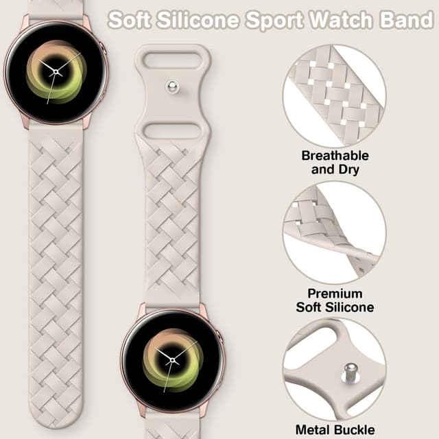 Detalle de Unbeinst silicone replacement band for Samsung Galaxy Watch 7/FE/6/5/4 (20mm, soft braided strap)