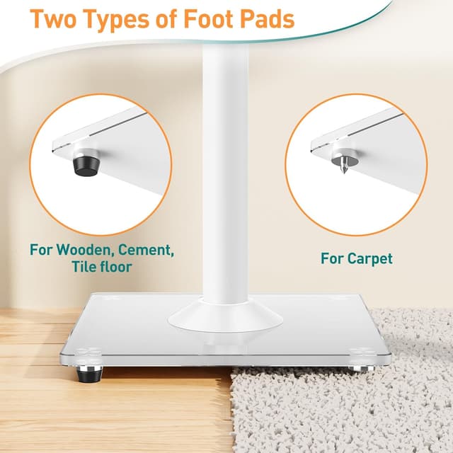 Thumbnail 6 de ELIVED : 1 paire de supports universels pour enceintes d’étagère, hauteur réglable jusqu’à 95 cm (blanc)