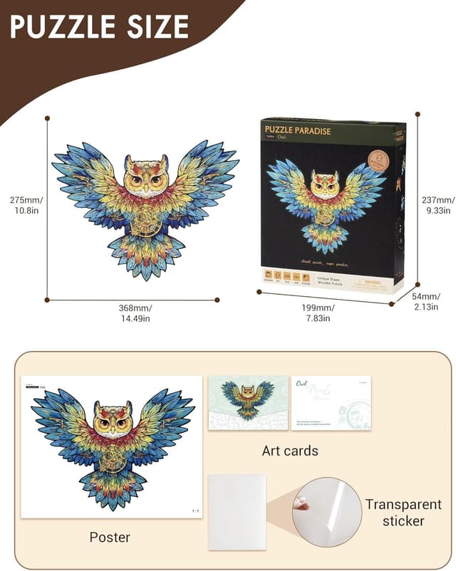 Detalle 2 de ROBOTIME Wooden Jigsaw Puzzle Owl 200pcs