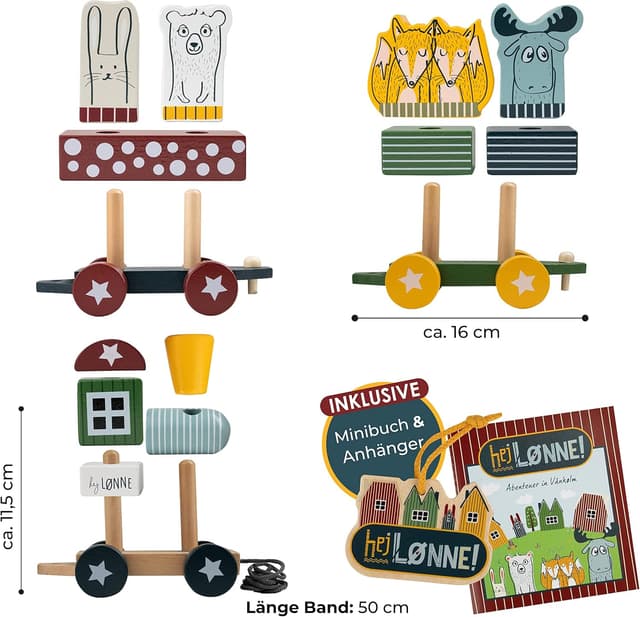 Detalle 2 de HEJ LØNNE Trenino in Legno 12 Componenti