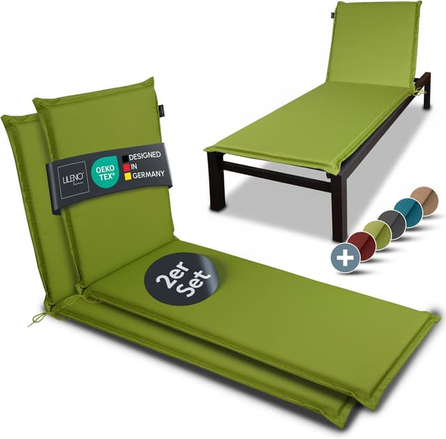 Detalle de LILENO HOME Sonnenliege Auflage MIA als 2er-Set (Apfelgrün) – Polster für Rollliege